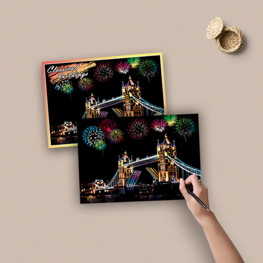 DIY-Kratzbild mit Nachtszene