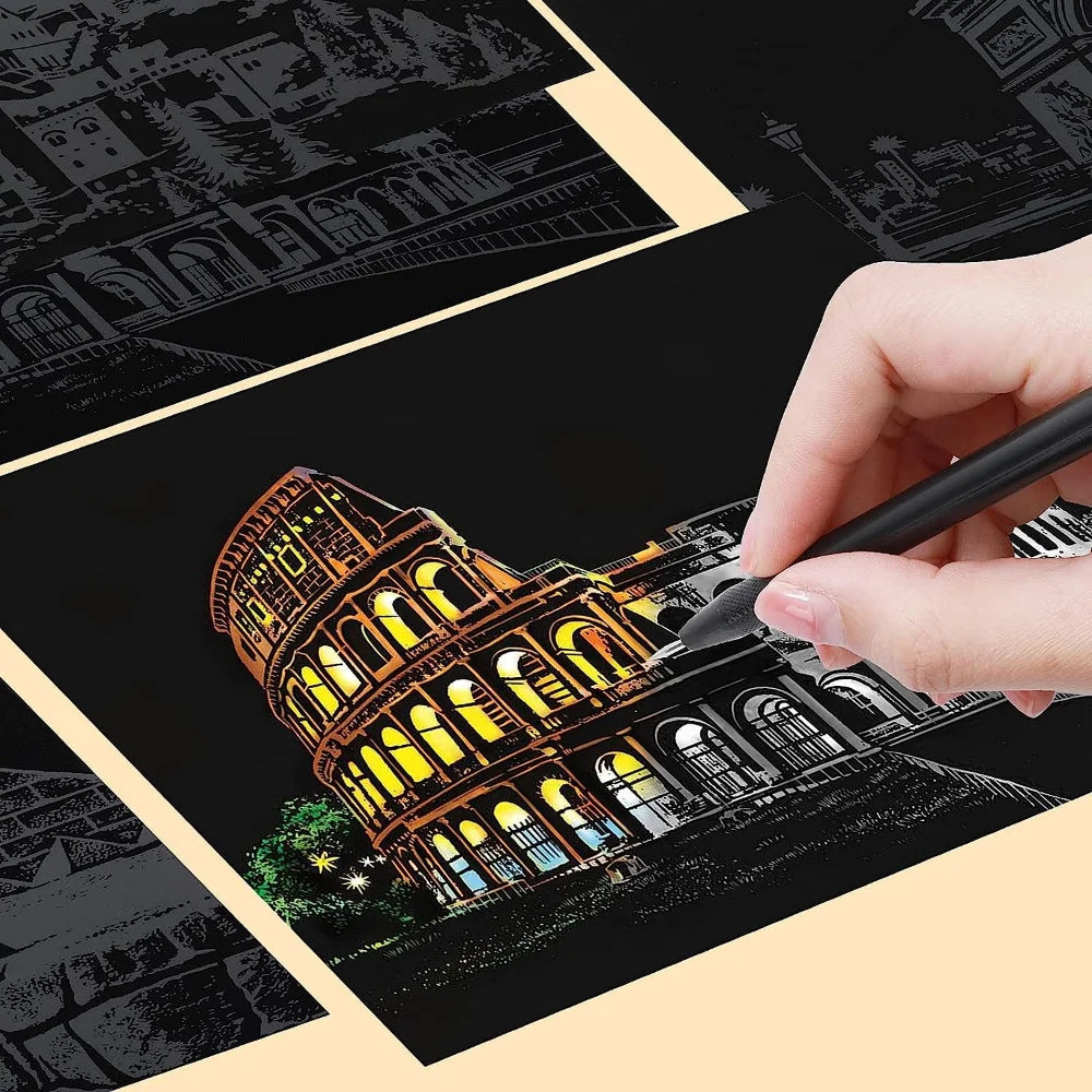 DIY-Kratzbild mit Nachtszene