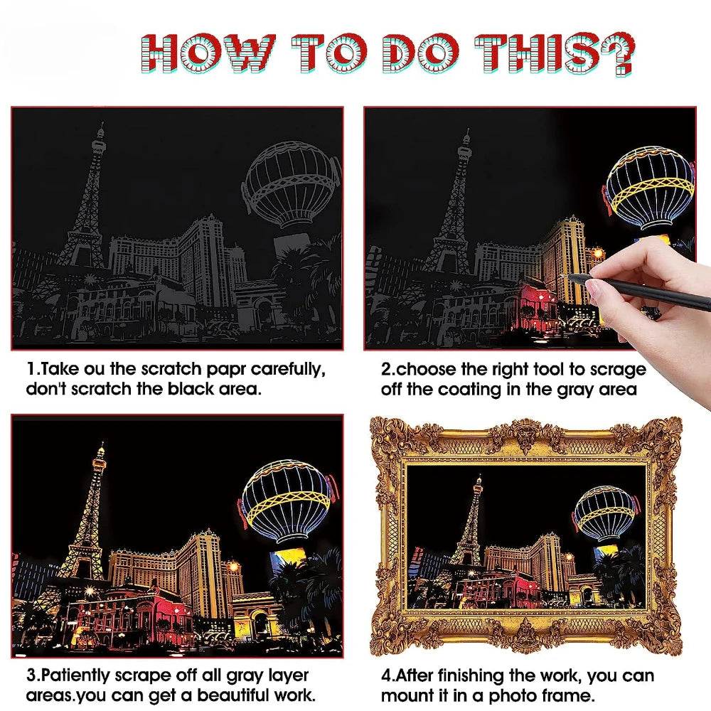 DIY-Kratzbild mit Nachtszene